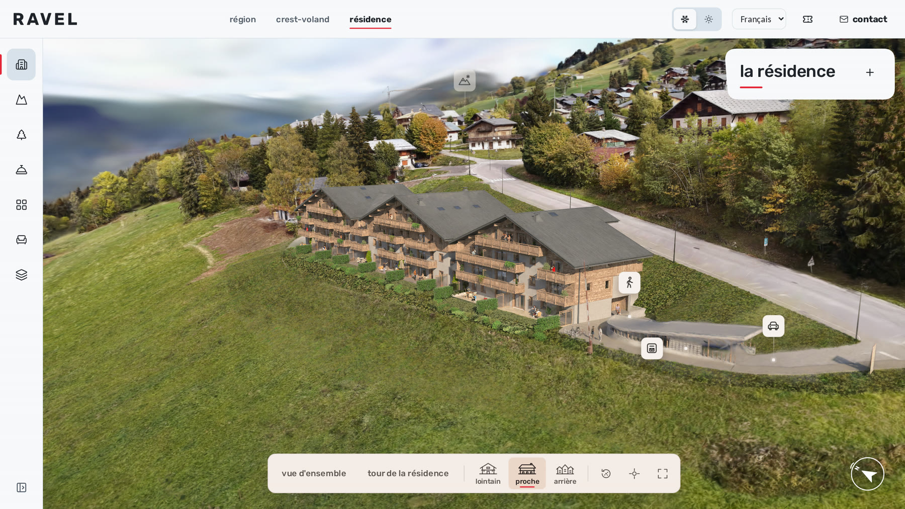 La résidence en 3D dans son terrain réel, vue proche